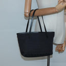 FENDI Zucchino Canvas Hand Bag Black Silver Auth ep9961-22