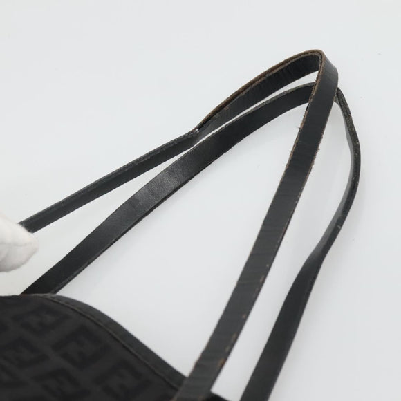 FENDI Zucchino Canvas Hand Bag Black Silver Auth ep9961