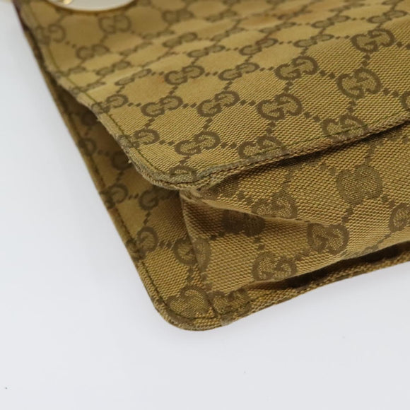 GUCCI GG Canvas Shoulder Bag Beige Gold Auth ep9963