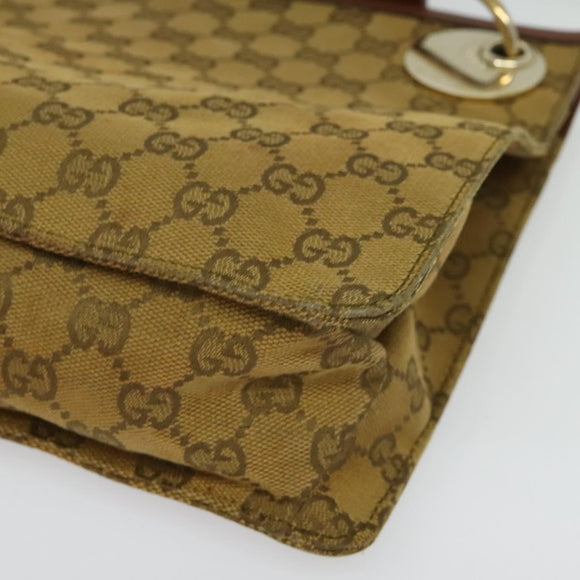 GUCCI GG Canvas Shoulder Bag Beige Gold Auth ep9963
