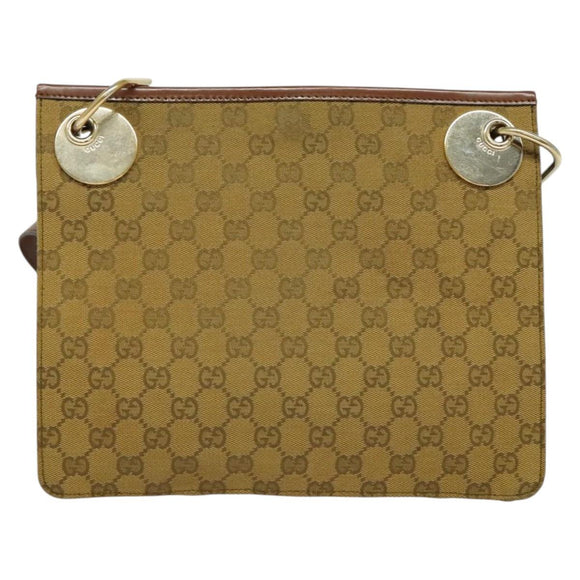 GUCCI GG Canvas Shoulder Bag Beige Gold Auth ep9963