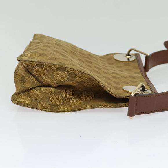 GUCCI GG Canvas Shoulder Bag Beige Gold Auth ep9963