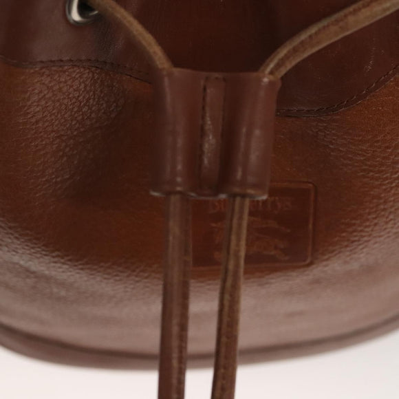 Burberrys Shoulder Bag Leather Brown Gold Auth ep9966