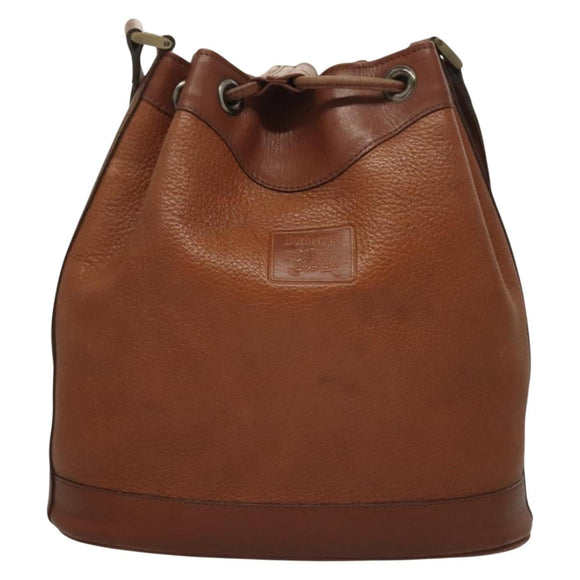 Burberrys Shoulder Bag Leather Brown Gold Auth ep9966