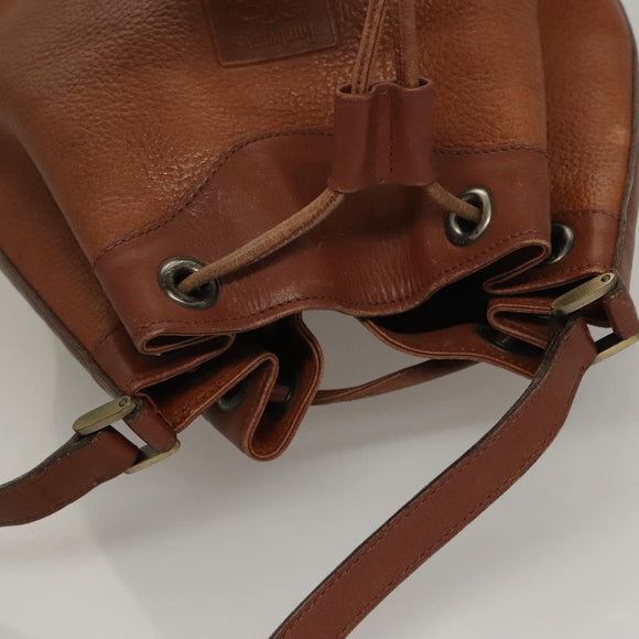 Burberrys Shoulder Bag Leather Brown Gold Auth ep9966