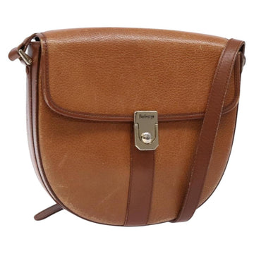 Burberrys Shoulder Bag Leather Brown Gold Auth ep9972