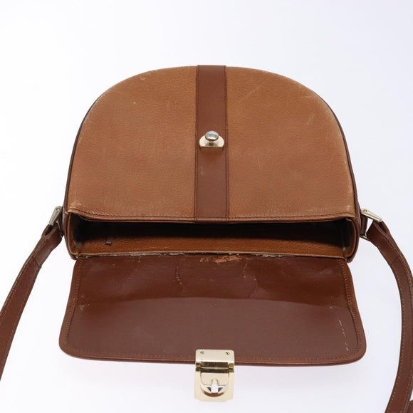 Burberrys Shoulder Bag Leather Brown Gold Auth ep9972