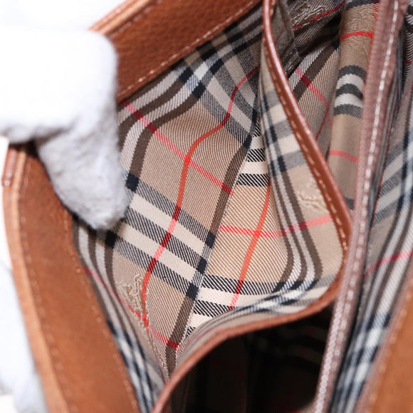 Burberrys Shoulder Bag Leather Brown Gold Auth ep9972