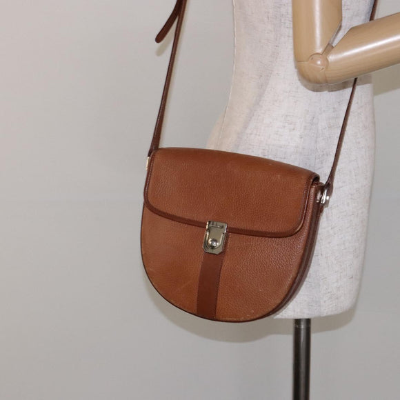 Burberrys Shoulder Bag Leather Brown Gold Auth ep9972