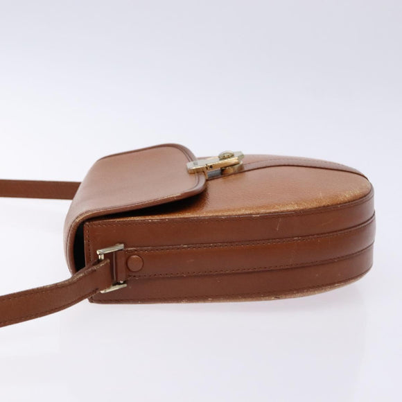 Burberrys Shoulder Bag Leather Brown Gold Auth ep9972