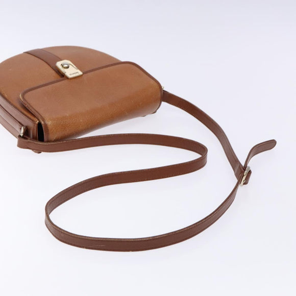 Burberrys Shoulder Bag Leather Brown Gold Auth ep9972