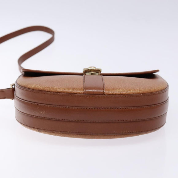 Burberrys Shoulder Bag Leather Brown Gold Auth ep9972