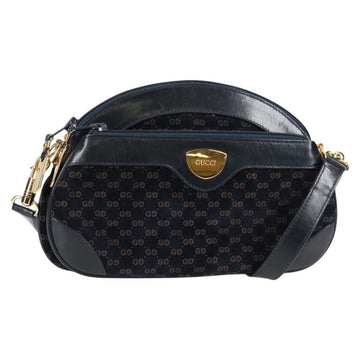 GUCCI Micro GG Canvas Shoulder Bag Suede Navy Gold 001 261 0932 Auth ep9973