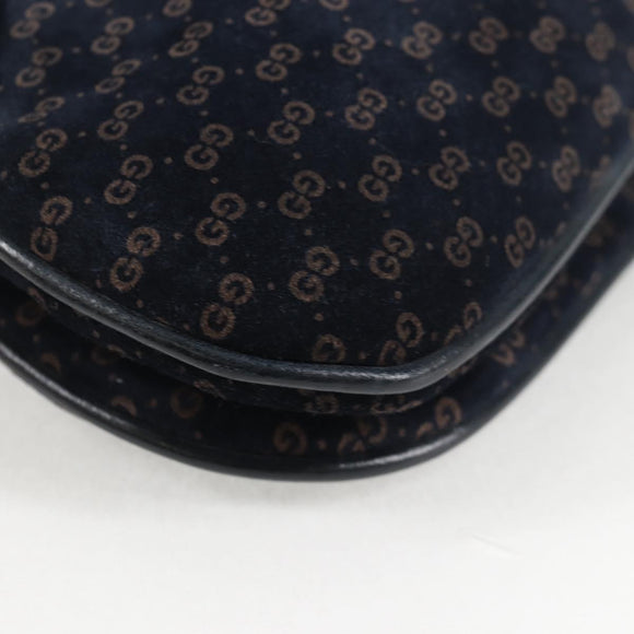 GUCCI Micro GG Canvas Shoulder Bag Suede Navy Gold 001 261 0932 Auth ep9973