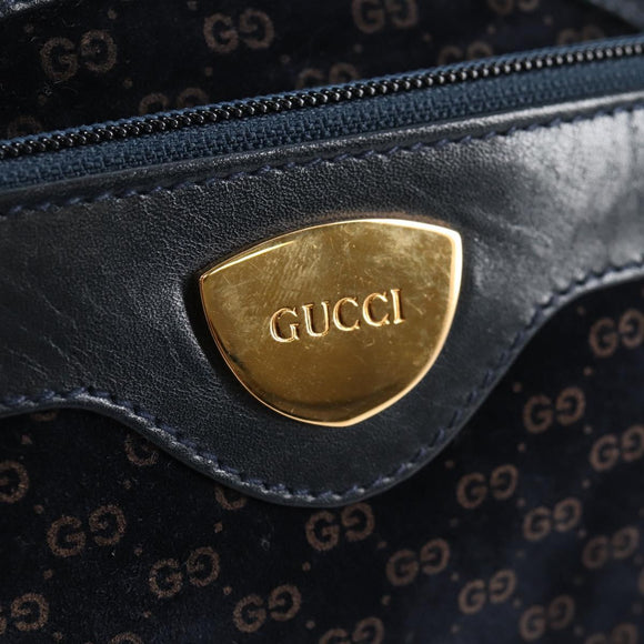 GUCCI Micro GG Canvas Shoulder Bag Suede Navy Gold 001 261 0932 Auth ep9973