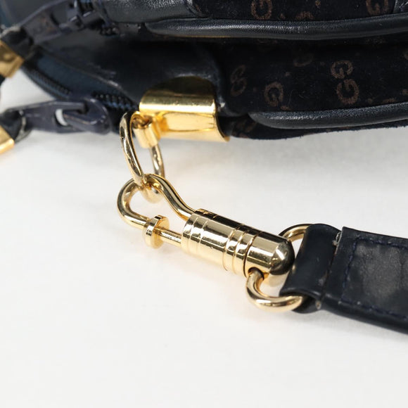 GUCCI Micro GG Canvas Shoulder Bag Suede Navy Gold 001 261 0932 Auth ep9973
