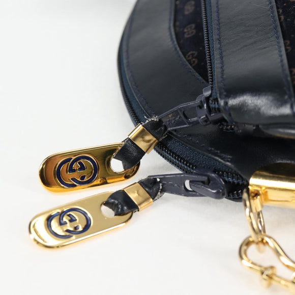 GUCCI Micro GG Canvas Shoulder Bag Suede Navy Gold 001 261 0932 Auth ep9973