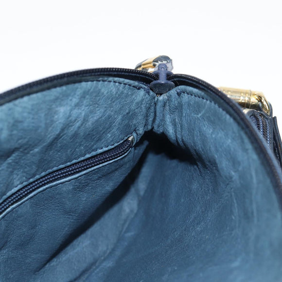 GUCCI Micro GG Canvas Shoulder Bag Suede Navy Gold 001 261 0932 Auth ep9973