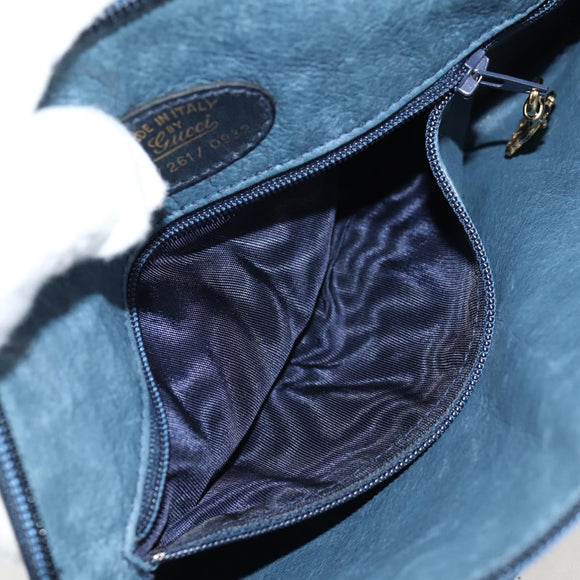 GUCCI Micro GG Canvas Shoulder Bag Suede Navy Gold 001 261 0932 Auth ep9973