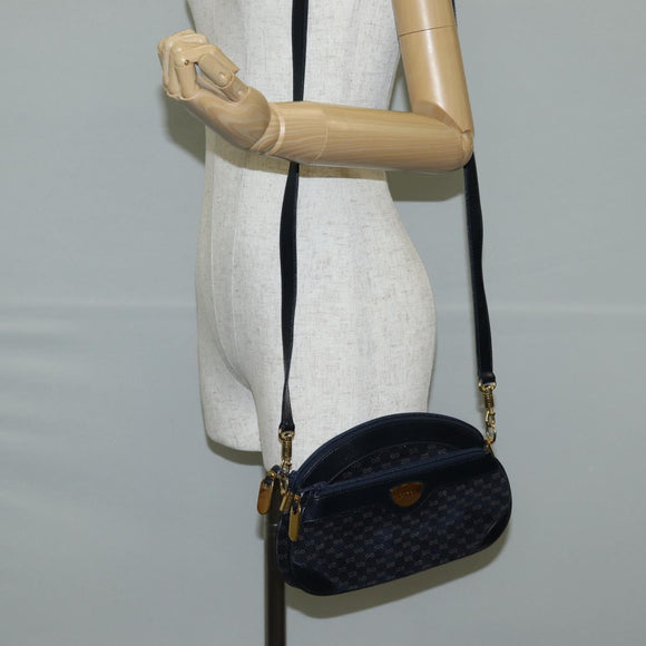 GUCCI Micro GG Canvas Shoulder Bag Suede Navy Gold 001 261 0932 Auth ep9973