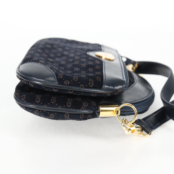 GUCCI Micro GG Canvas Shoulder Bag Suede Navy Gold 001 261 0932 Auth ep9973