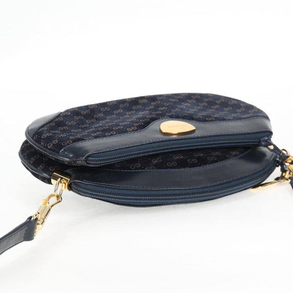 GUCCI Micro GG Canvas Shoulder Bag Suede Navy Gold 001 261 0932 Auth ep9973