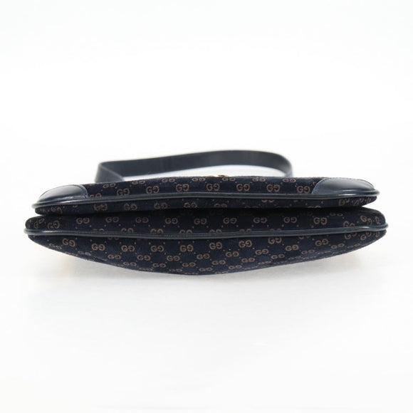 GUCCI Micro GG Canvas Shoulder Bag Suede Navy Gold 001 261 0932 Auth ep9973