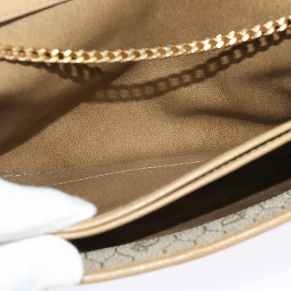 Christian Dior Chain Shoulder Bag Leather Beige Gold Auth ep9978