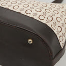 CELINE C Macadam Canvas Tote Bag Gold White Auth ep9987-14