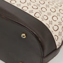 CELINE C Macadam Canvas Tote Bag Gold White Auth ep9987-15