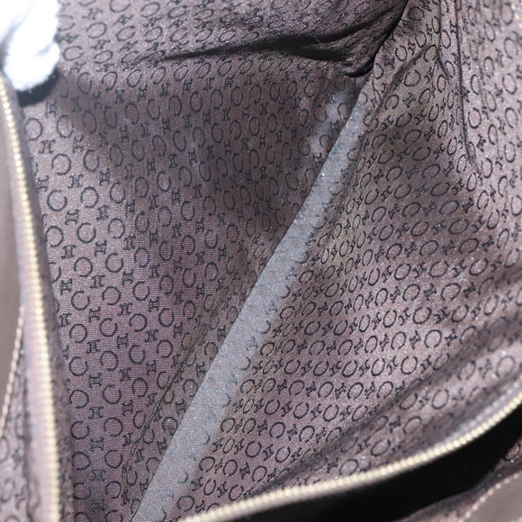 CELINE C Macadam Canvas Tote Bag Gold White Auth ep9987