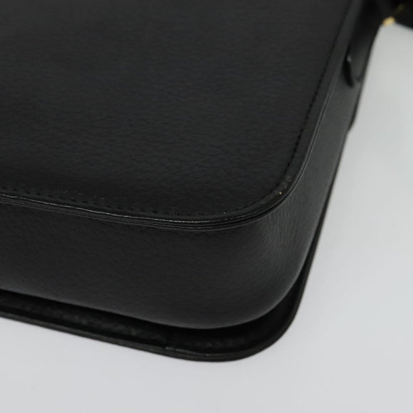 Burberrys Shoulder Bag Leather Black Gold Auth ep9991