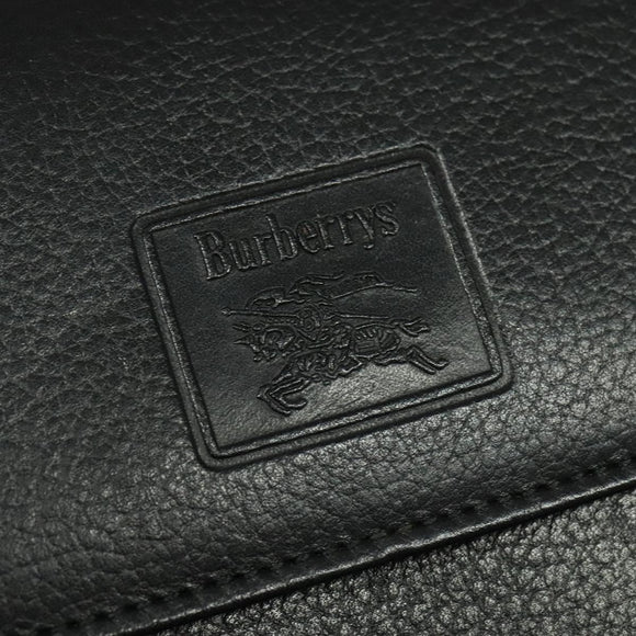 Burberrys Shoulder Bag Leather Black Gold Auth ep9991