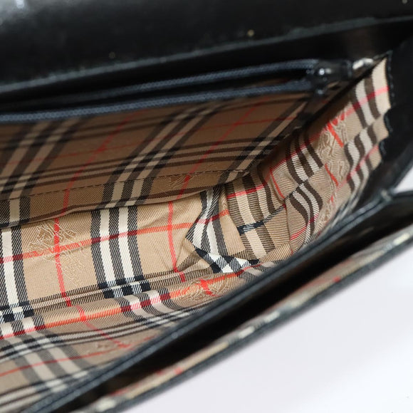 Burberrys Shoulder Bag Leather Black Gold Auth ep9991