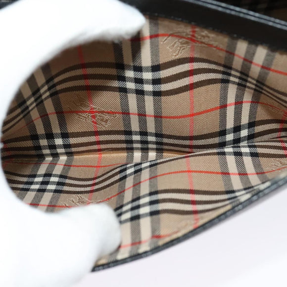 Burberrys Shoulder Bag Leather Black Gold Auth ep9991