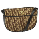Christian Dior Trotter Canvas Shoulder Bag Brown Gold Auth ep9994-1