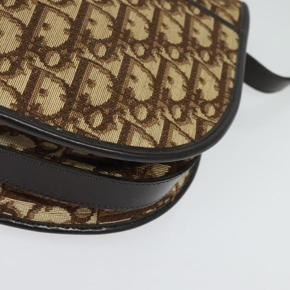 Christian Dior Trotter Canvas Shoulder Bag Brown Gold Auth ep9994