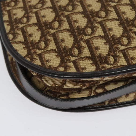Christian Dior Trotter Canvas Shoulder Bag Brown Gold Auth ep9994