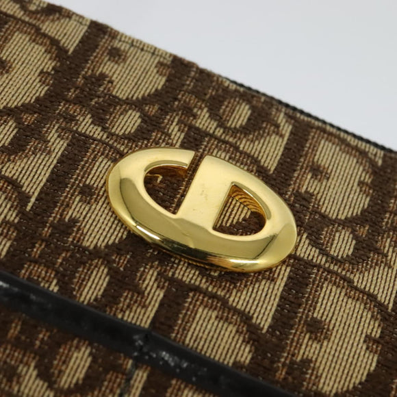 Christian Dior Trotter Canvas Shoulder Bag Brown Gold Auth ep9994
