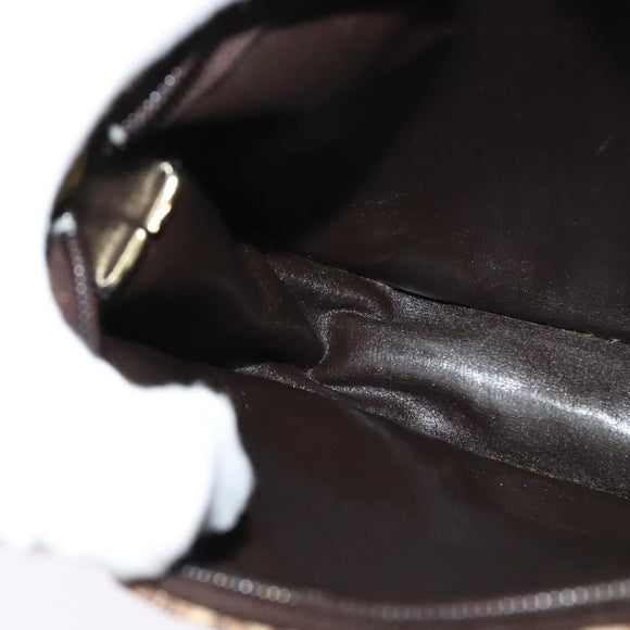 Christian Dior Trotter Canvas Shoulder Bag Brown Gold Auth ep9994