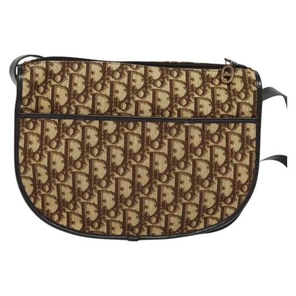 Christian Dior Trotter Canvas Shoulder Bag Brown Gold Auth ep9994