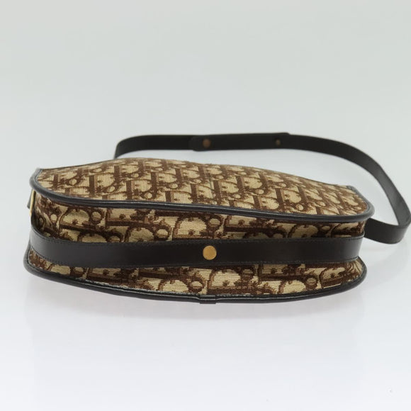 Christian Dior Trotter Canvas Shoulder Bag Brown Gold Auth ep9994