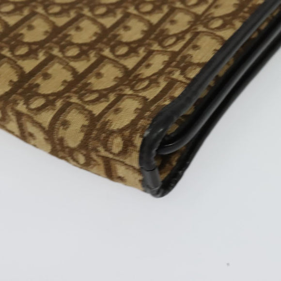 Christian Dior Trotter Canvas Hand Bag Brown Gold Auth ep9995