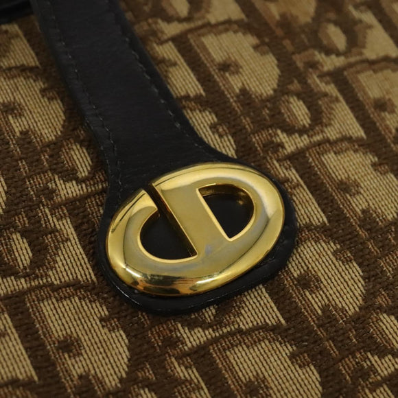 Christian Dior Trotter Canvas Hand Bag Brown Gold Auth ep9995