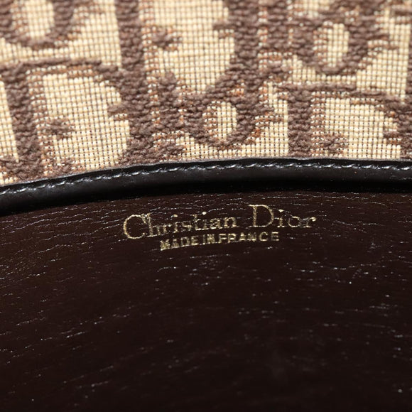 Christian Dior Trotter Canvas Hand Bag Brown Gold Auth ep9995