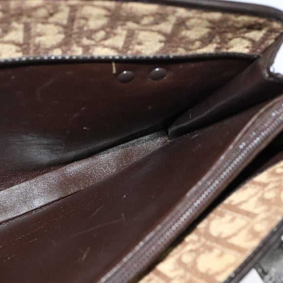 Christian Dior Trotter Canvas Hand Bag Brown Gold Auth ep9995
