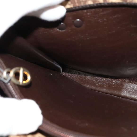 Christian Dior Trotter Canvas Hand Bag Brown Gold Auth ep9995