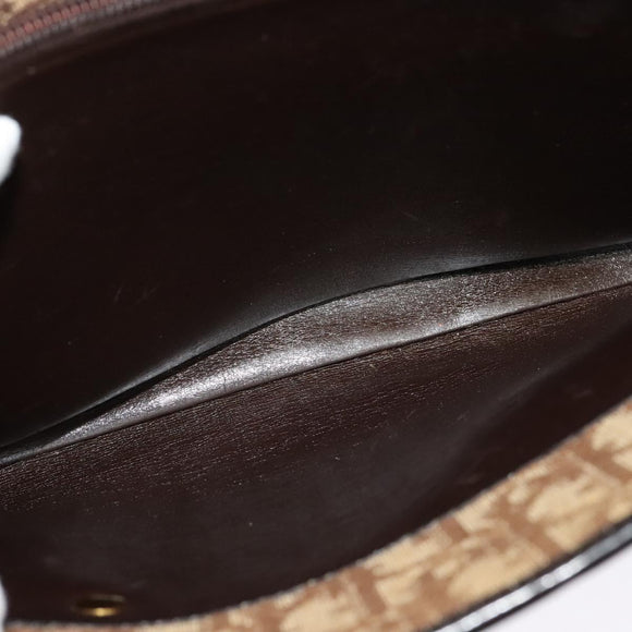 Christian Dior Trotter Canvas Hand Bag Brown Gold Auth ep9995