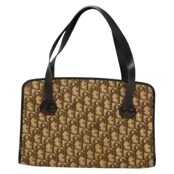 Christian Dior Trotter Canvas Hand Bag Brown Gold Auth ep9995