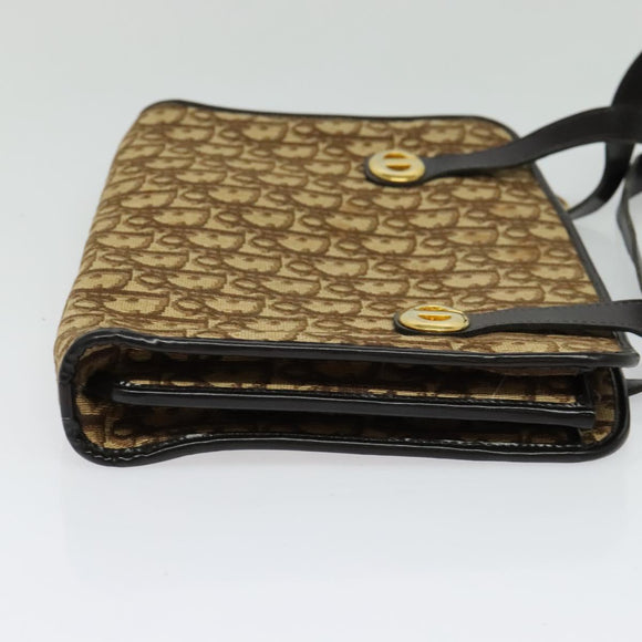 Christian Dior Trotter Canvas Hand Bag Brown Gold Auth ep9995